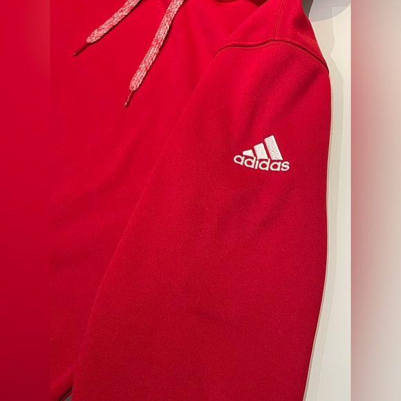 *NEW* Adidas Red Pullover Hoodie with Logo Sleeve - Picture 5 of 7